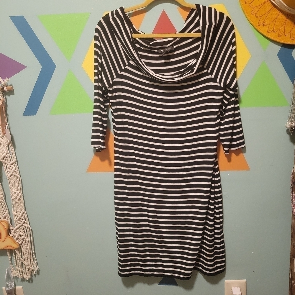 NWOT White House Black Market Women's Cowl Neck Striped Midi Dress Size Large